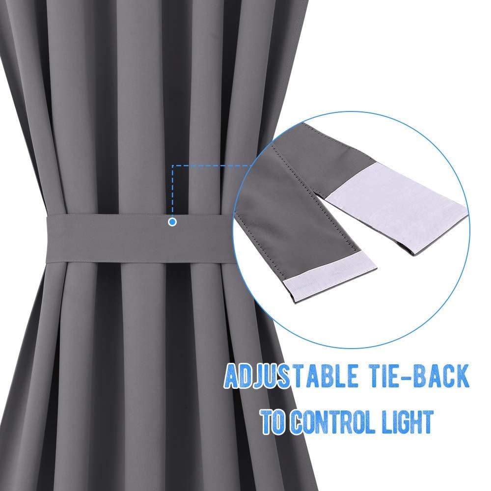 Grey Blackout Thermal Insulated Curtains J773871