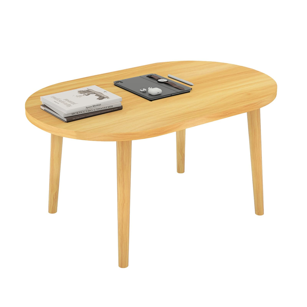 Oval Coffee Table Natural 19.7"D x 31.5"W x 16"H I54014