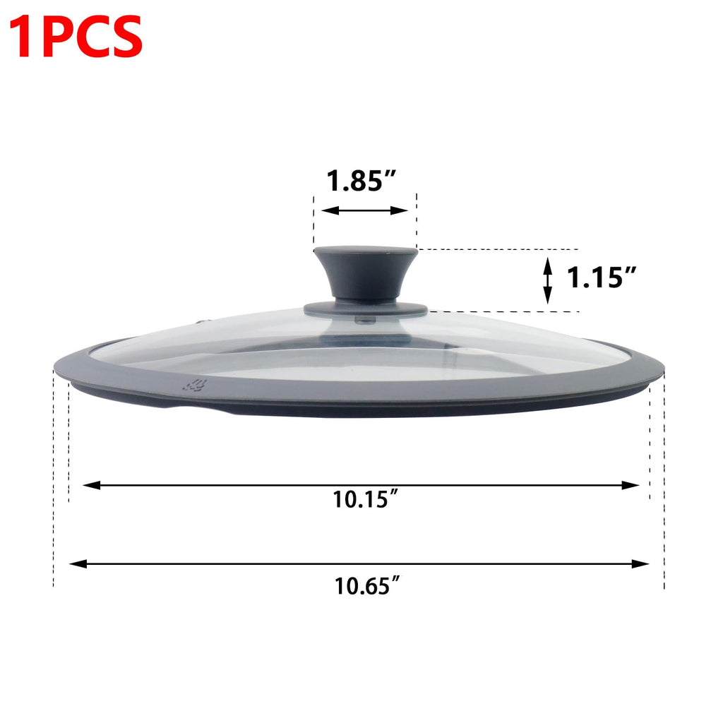 10.5" Round Tempered Glass Lid with Silicone Rim M4642