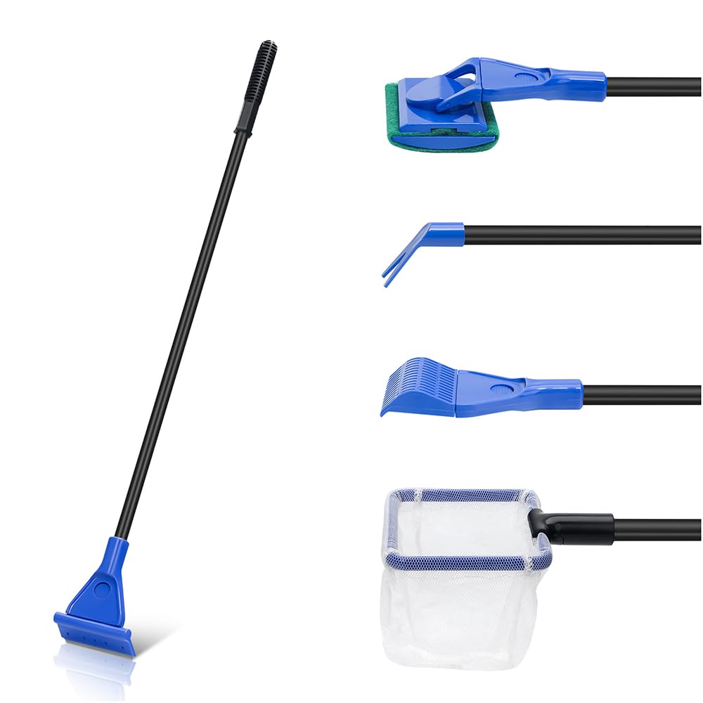 5 in 1 Fish Tank Cleaner Kit with 19 Inch Anti-Slip Handle T1514