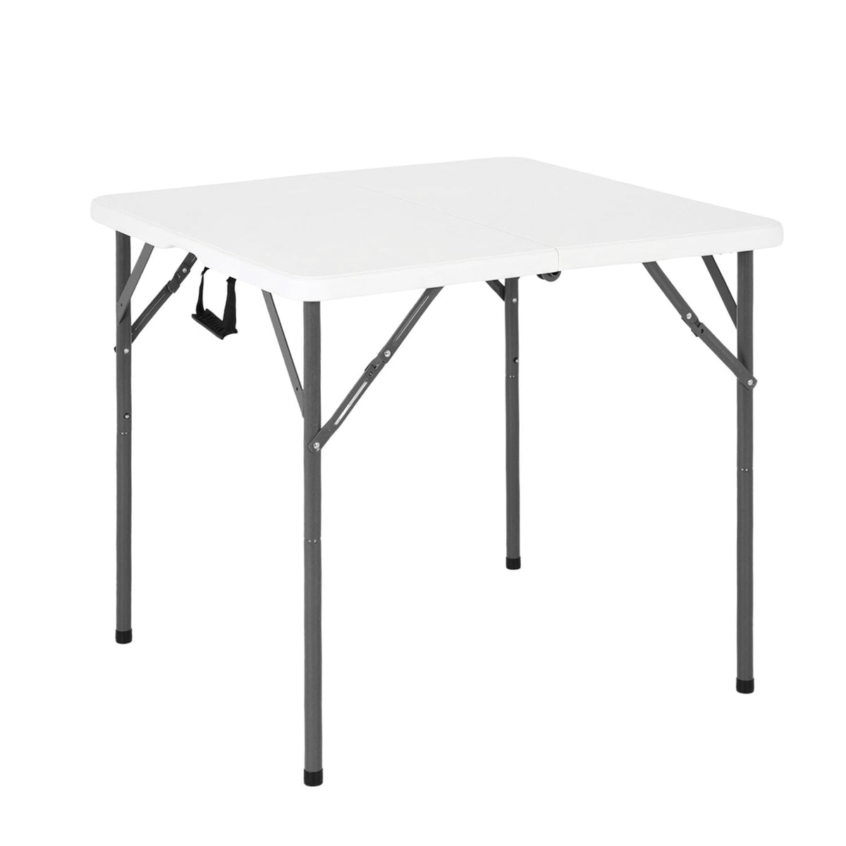 White Plastic Folding Card Table with Carrying Handle W819541