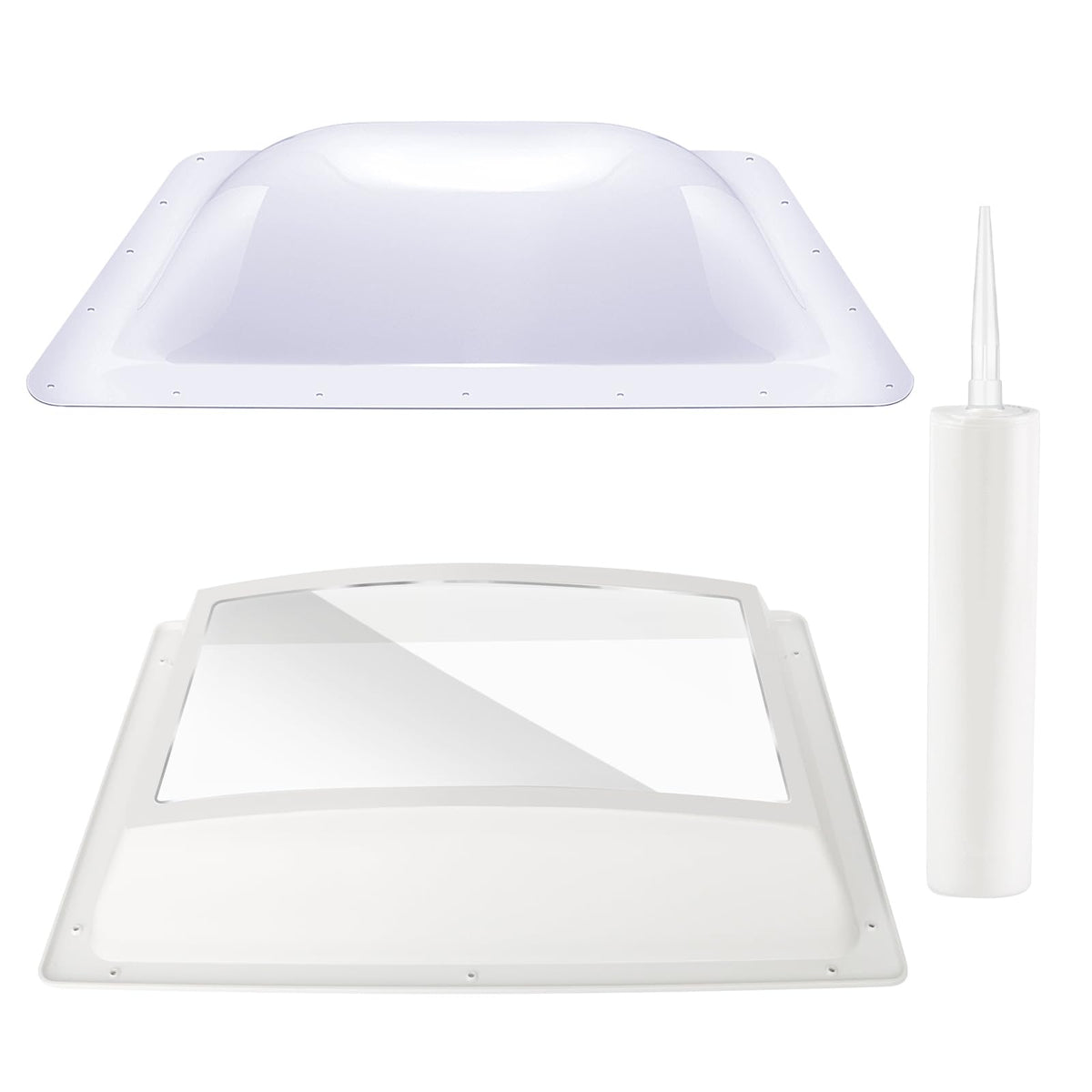 18" x 26" RV Shower Skylight Cover Outer Dome with Inner Dome and Sealant, White R4486