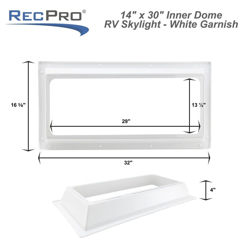 14" x 30" RV Skylight Inner Dome with Trim Ring H215