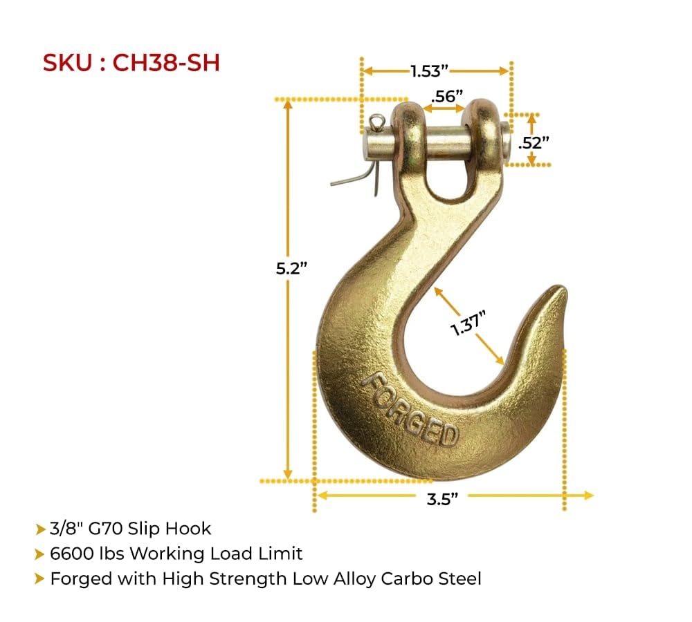 3/8" Clevis Slip Hook 6,600 LBS Grade 70 Y9959