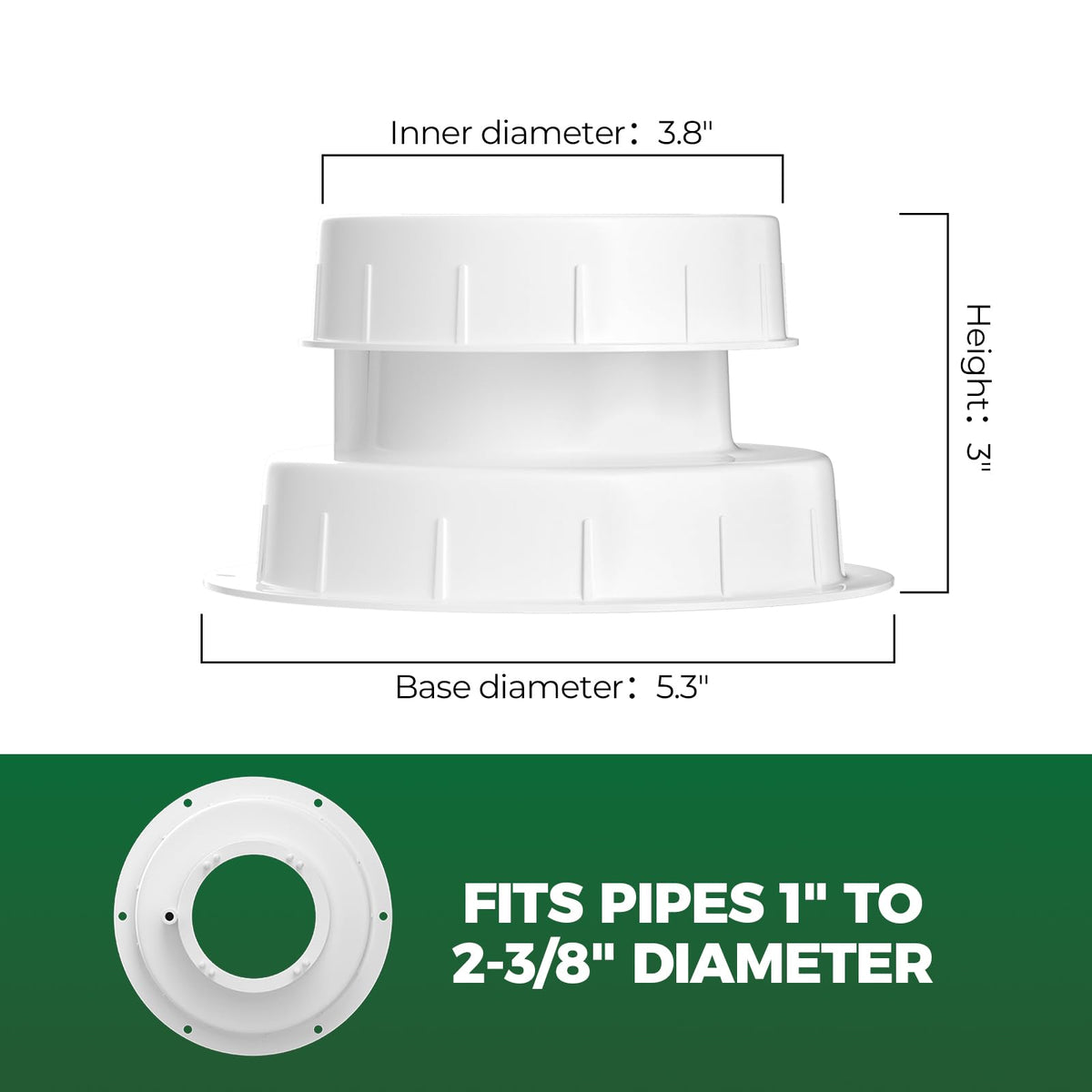White RV Vent Cap for 1 to 2 3/8" Pipe Z14755