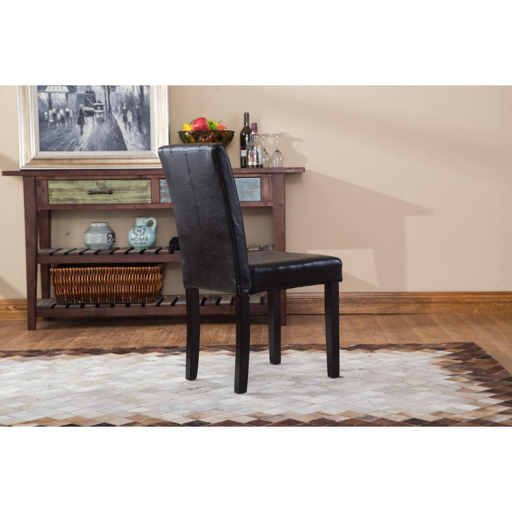 Black Faux Leather Parson Chair Set of 2 O46746