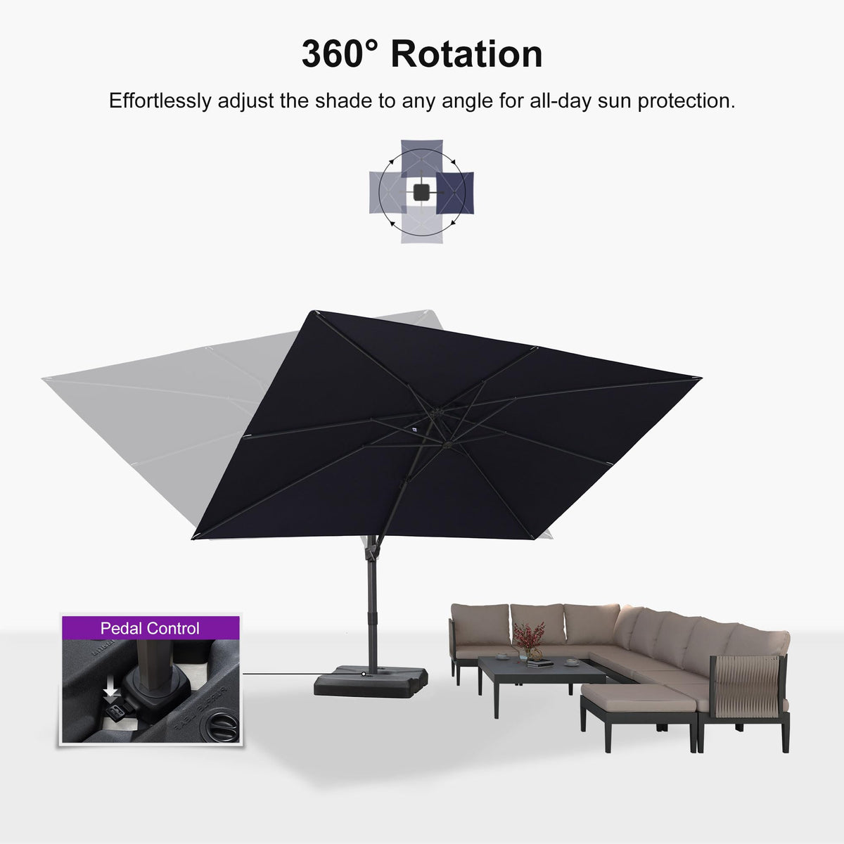 Navy Blue Cantilever Umbrella with Base I6812