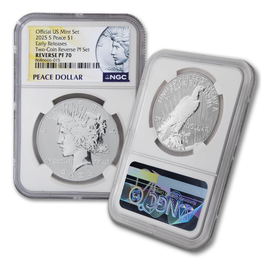 Set of 2 American Silver Morgan and Peace Dollar S4202