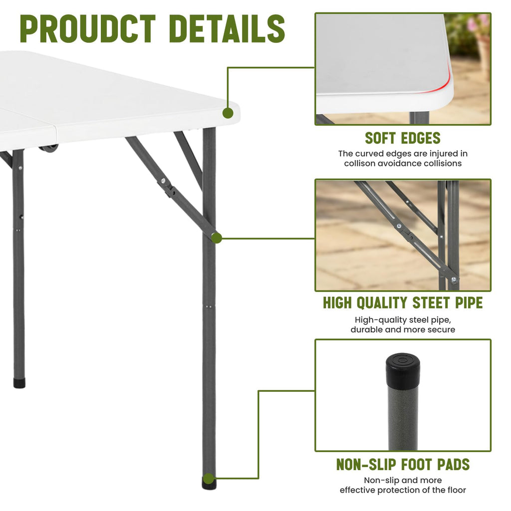 White Plastic Folding Card Table with Carrying Handle W819541