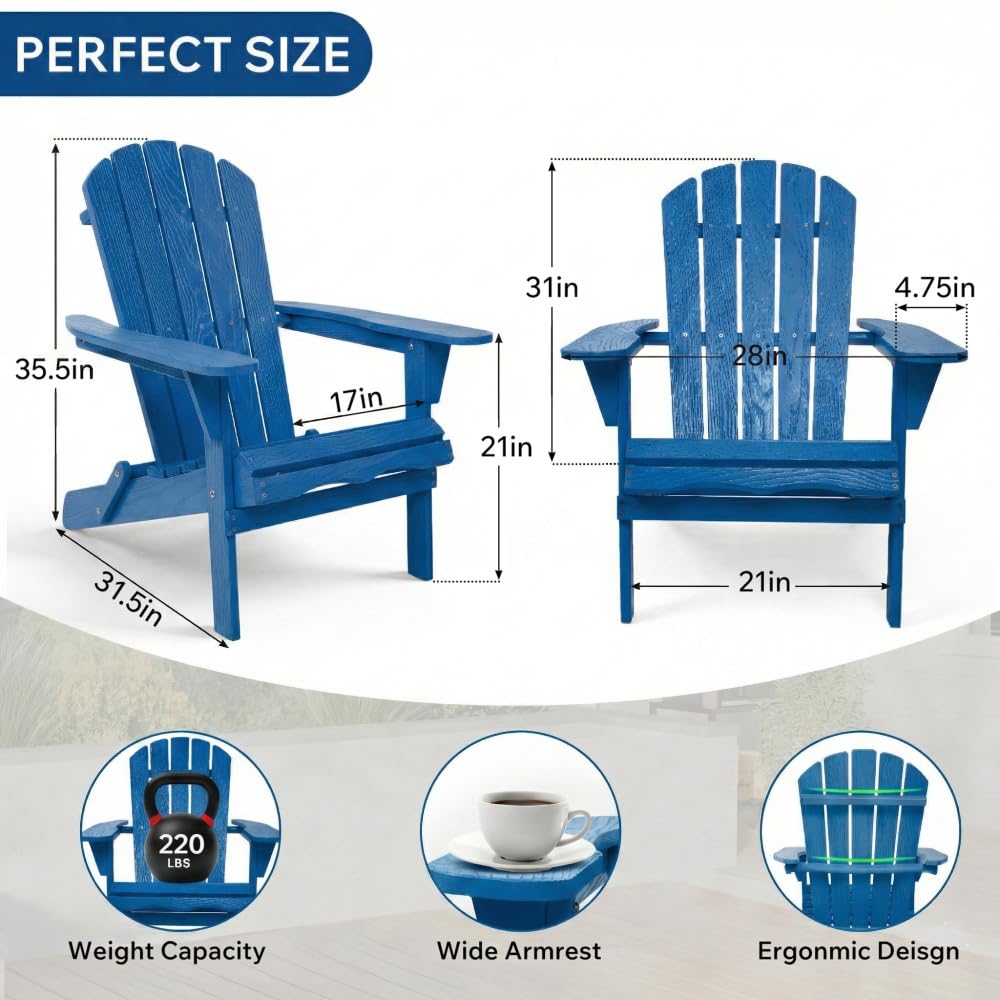 Folding Solid Cedar Wood Adirondack Chair H4088
