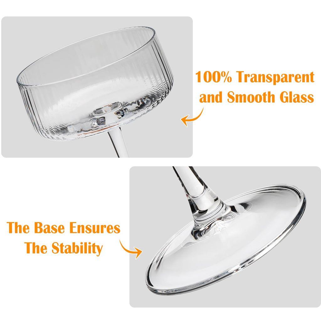 10 oz Ribbed Coupe Glasses Set of 6 H789731