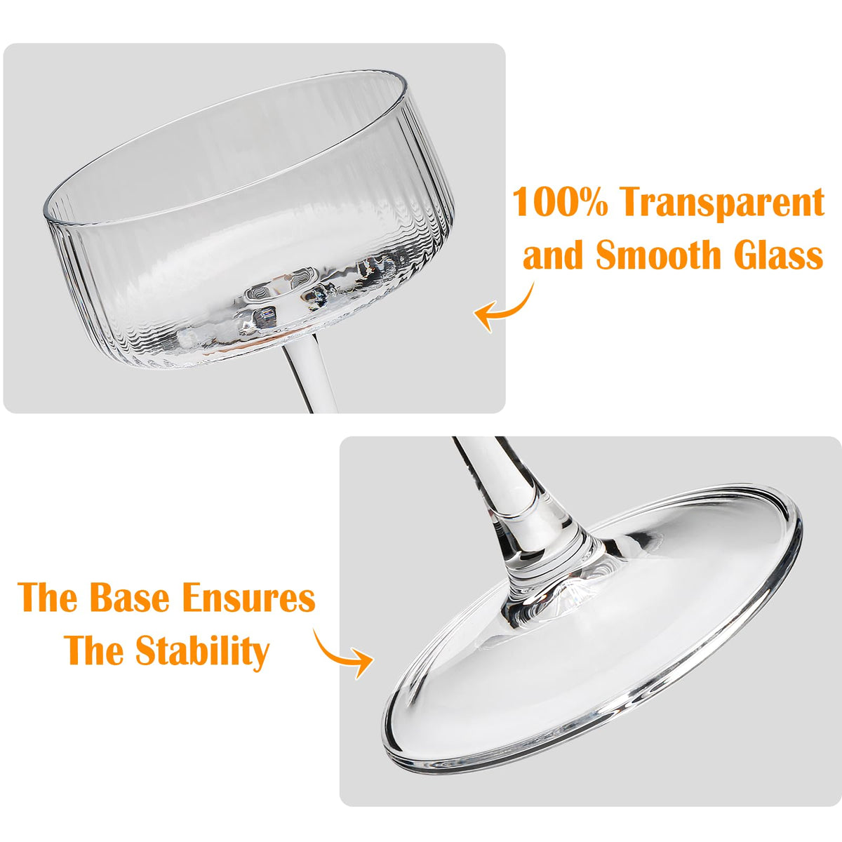 10 oz Ribbed Coupe Glasses Set of 6 H789731