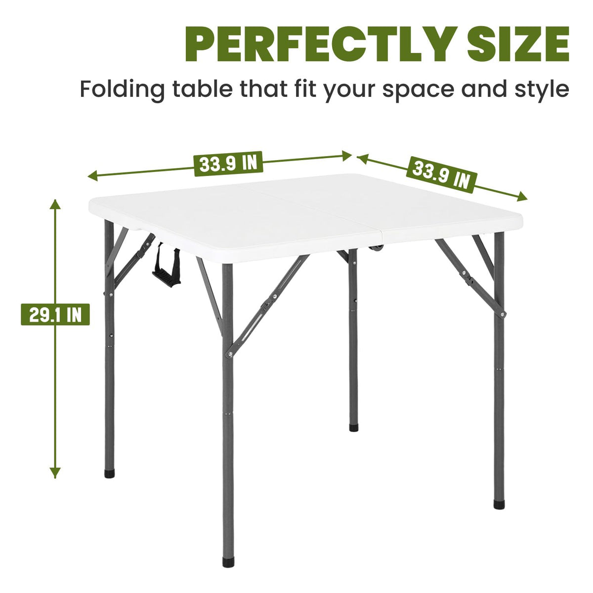 White Plastic Folding Card Table with Carrying Handle W819541