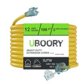 Waterproof 100 FT Yellow 12/3 SJTW Heavy Duty Extension Cord Z898416
