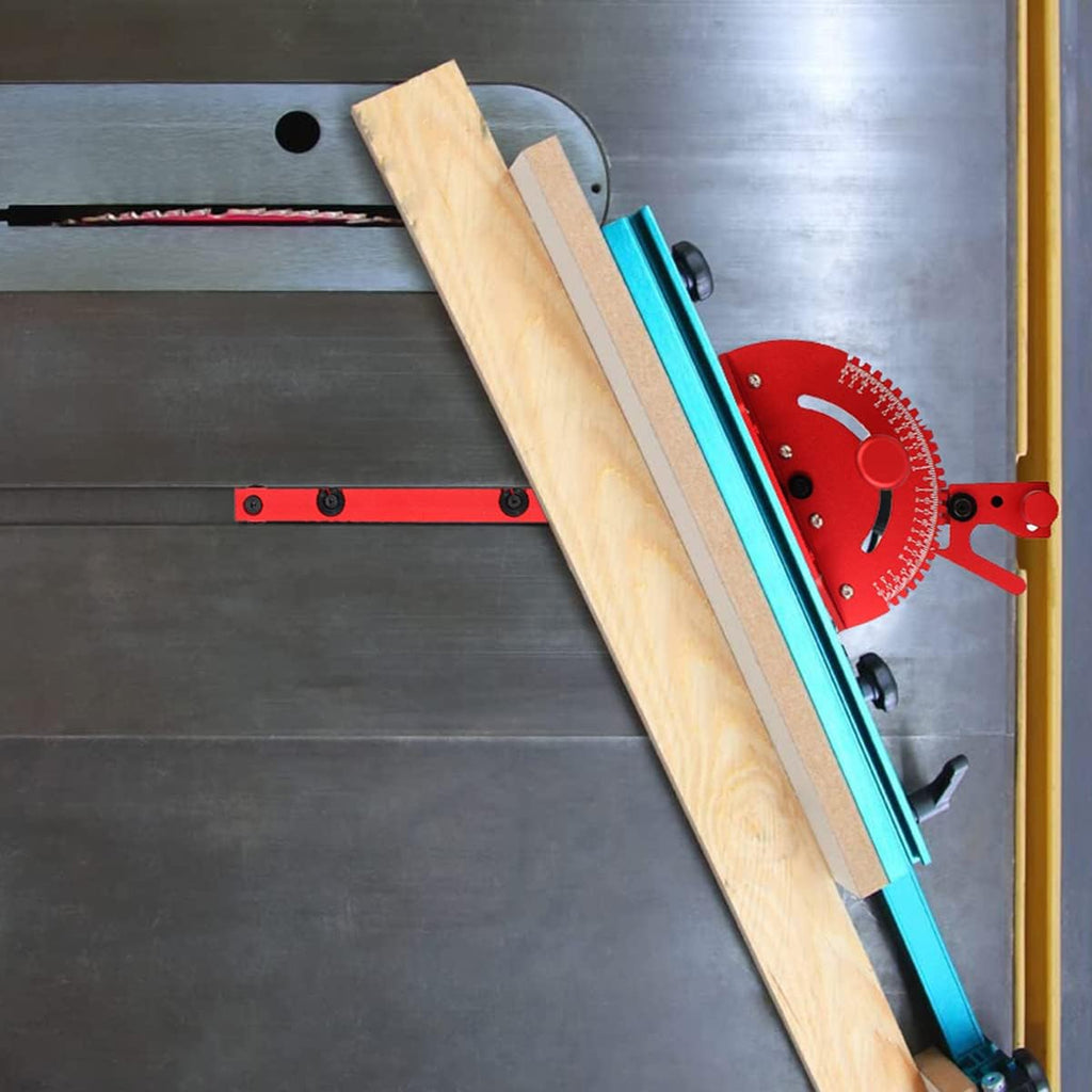 Aluminum Precision Miter Gauge with T-Track Fence and Flip Stop L521
