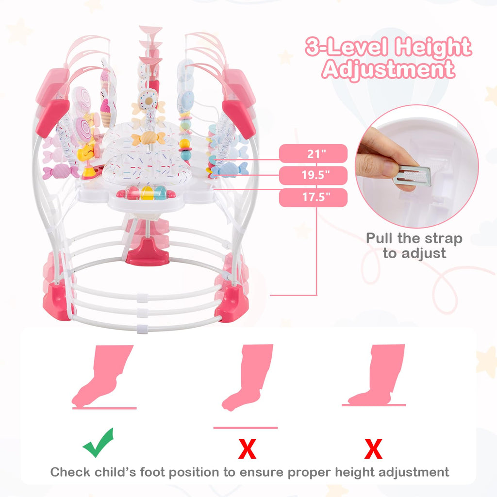 Pink Baby Bouncer Activity Center with Music Lights and Sounds P902237