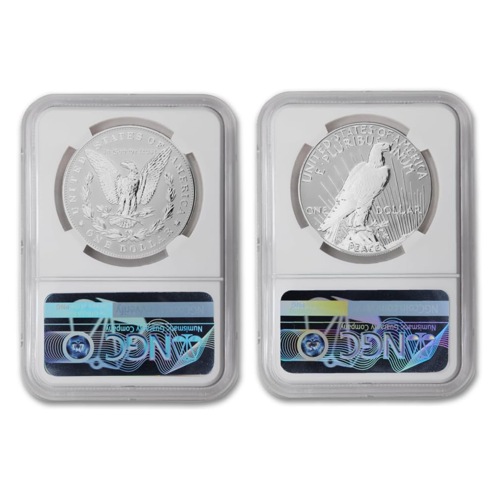 Set of 2 American Silver Morgan and Peace Dollar S4202