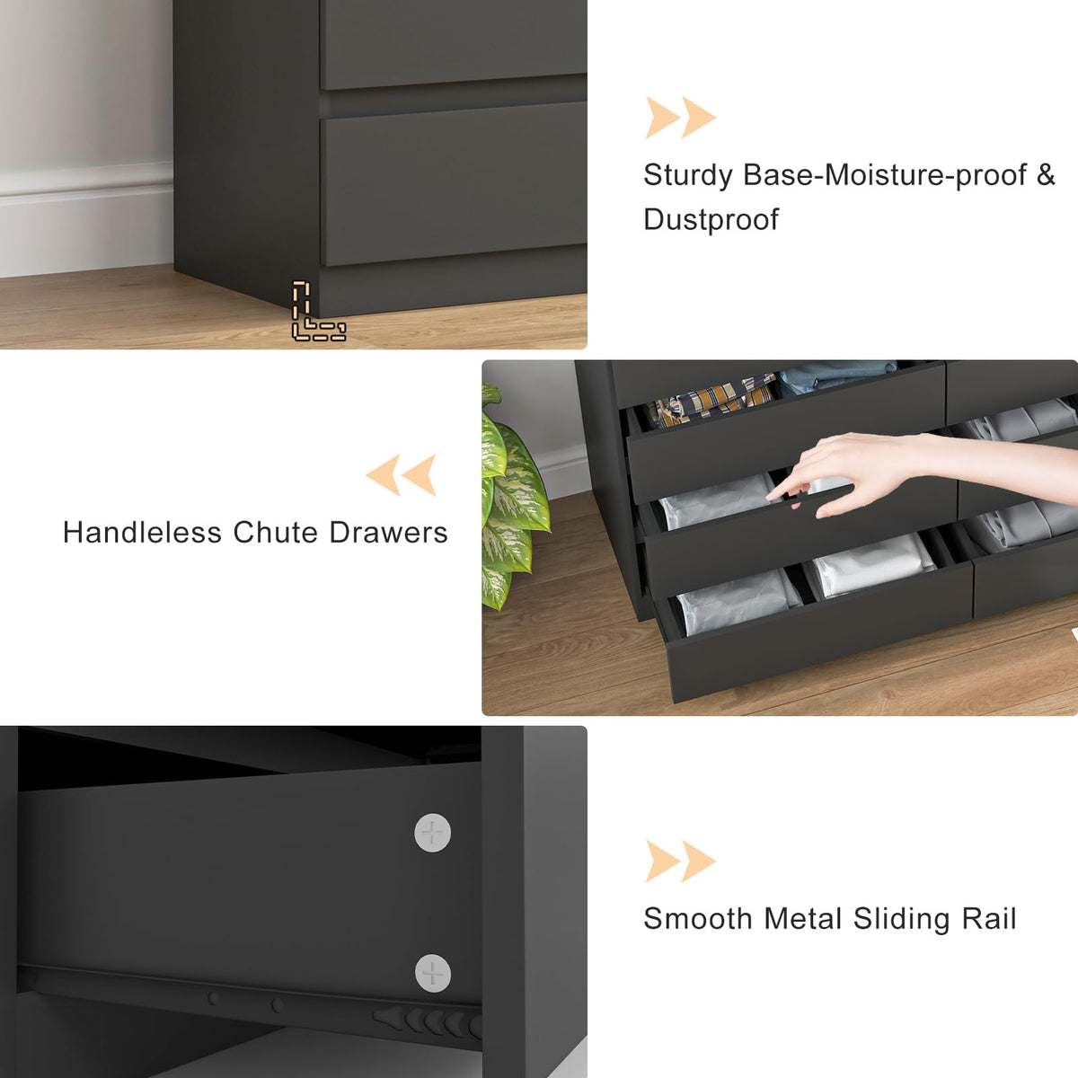 Black 8 Drawer Double Dresser L673756