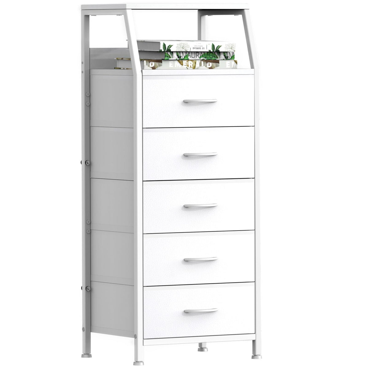 White 5 Drawer Fabric Dresser S7980