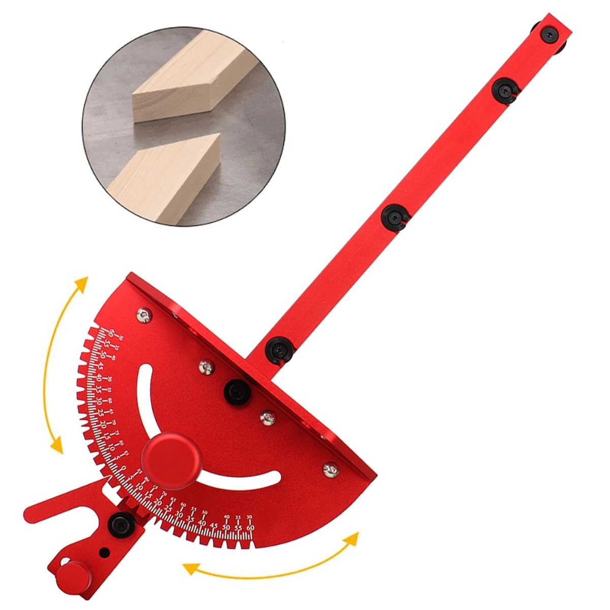Aluminum Precision Miter Gauge with T-Track Fence and Flip Stop L521