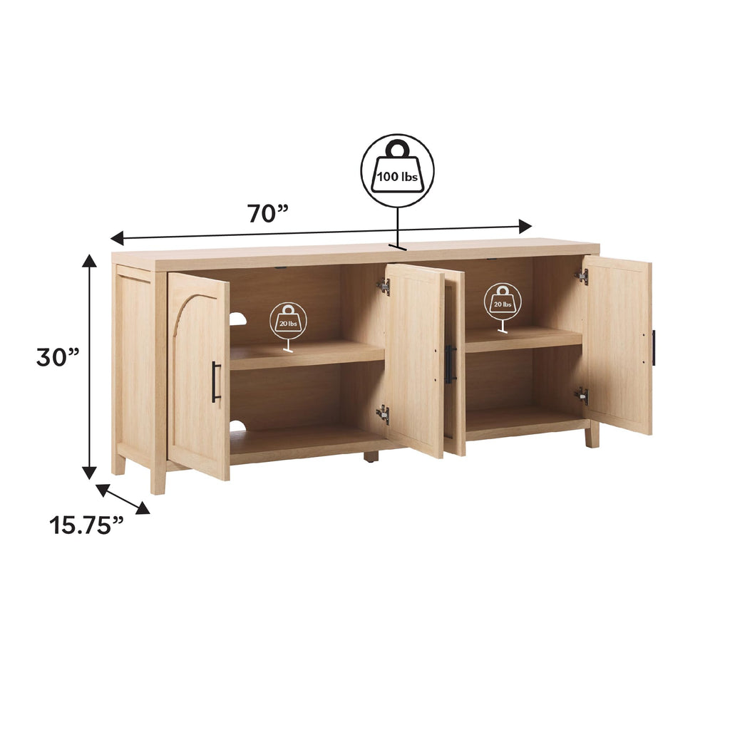 70 Inch Coastal Oak Sideboard Buffet D611987