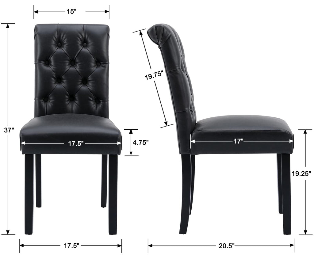 Black Set of 4 PU Leather Tufted Dining Chairs Y63720