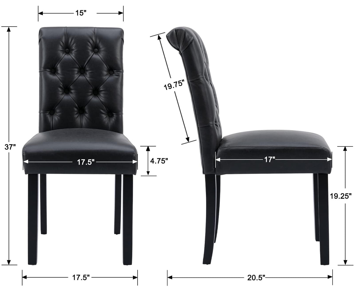 Black Set of 4 PU Leather Tufted Dining Chairs Y63720