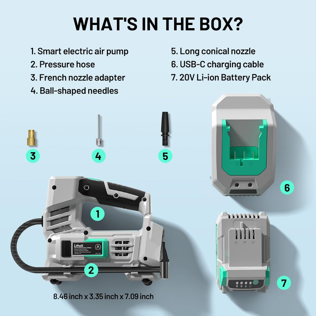 20V Cordless Tire Inflator Air Compressor with Digital Pressure Gauge T677313
