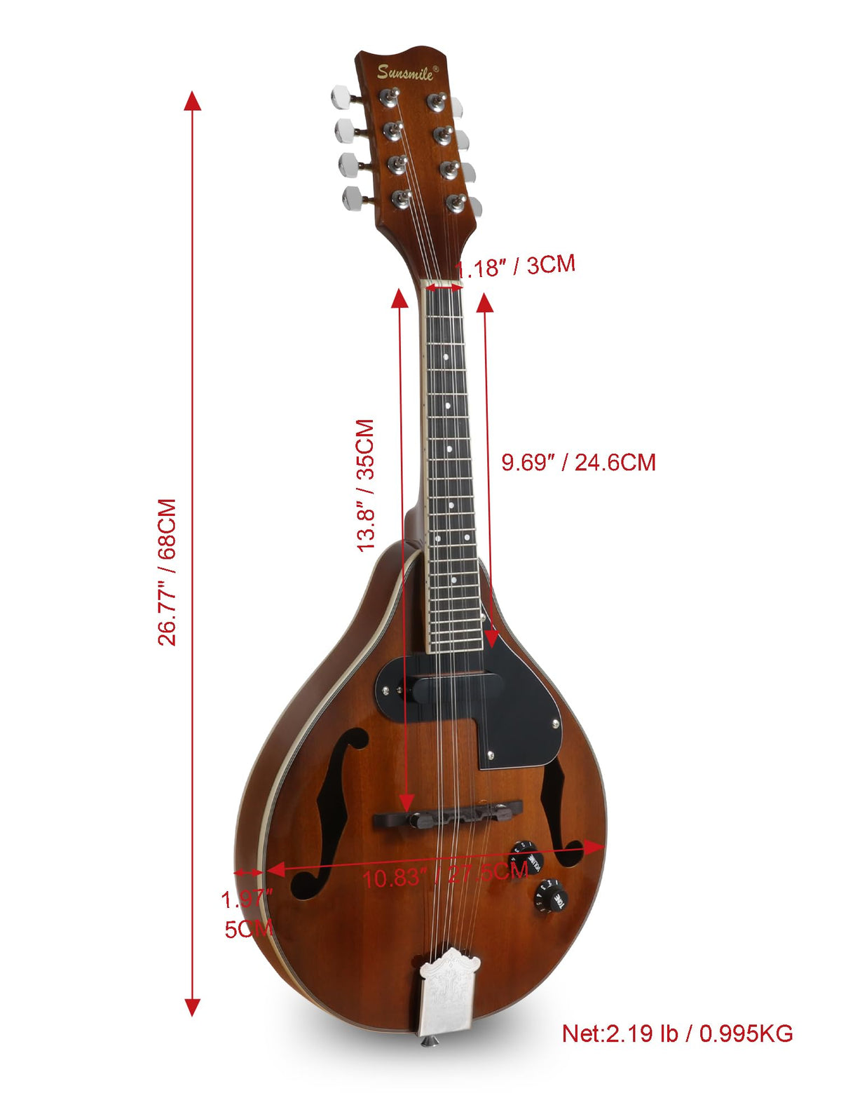 8 String Acoustic-Electric Mandolin Instrument with Pickup P631