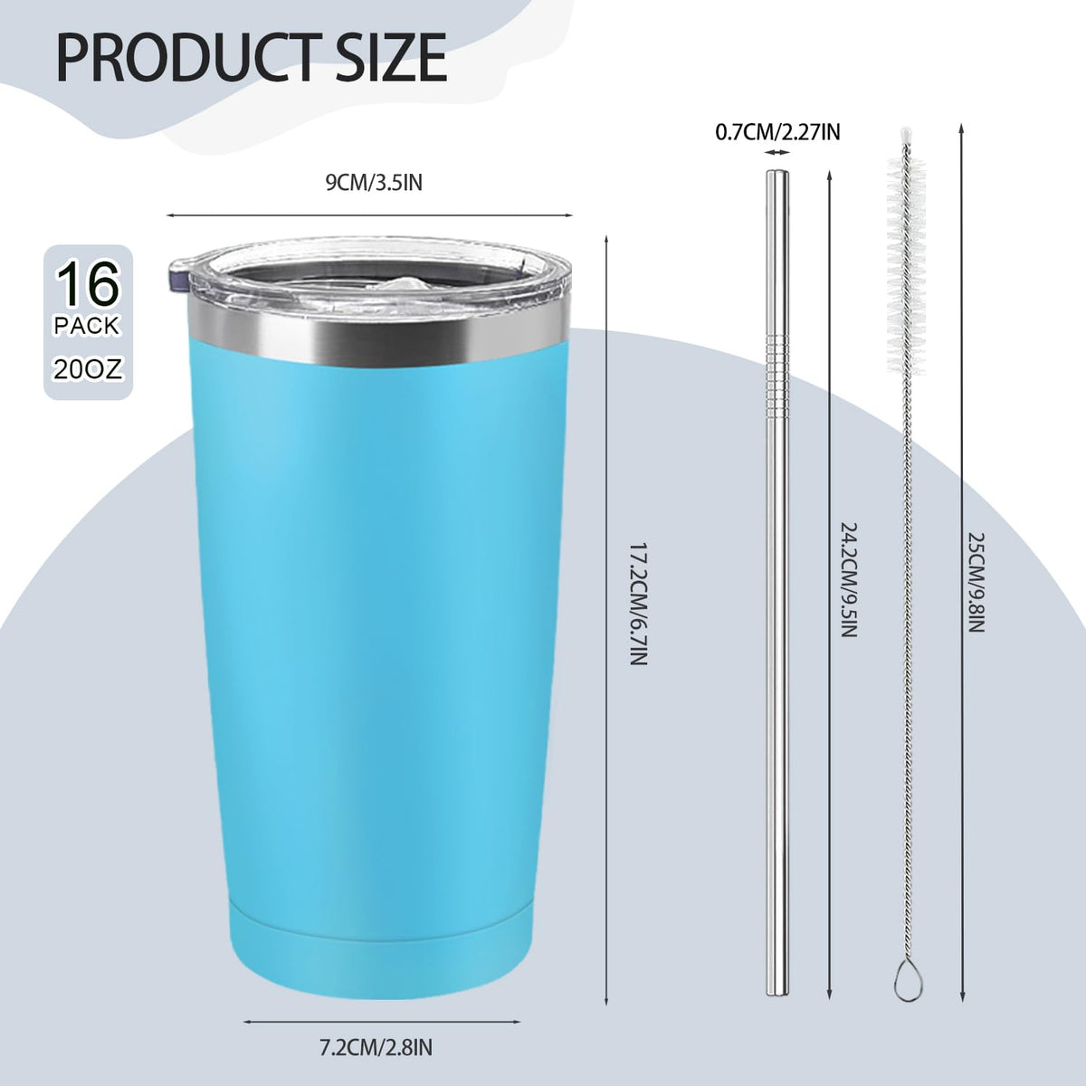 16 Pack Stainless Steel 20oz Insulated Tumbler E538