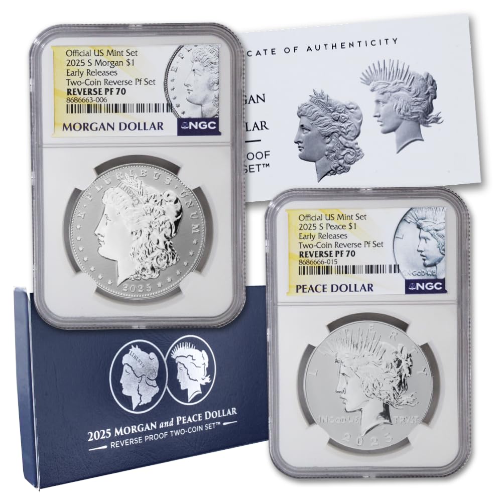 Set of 2 American Silver Morgan and Peace Dollar S4202