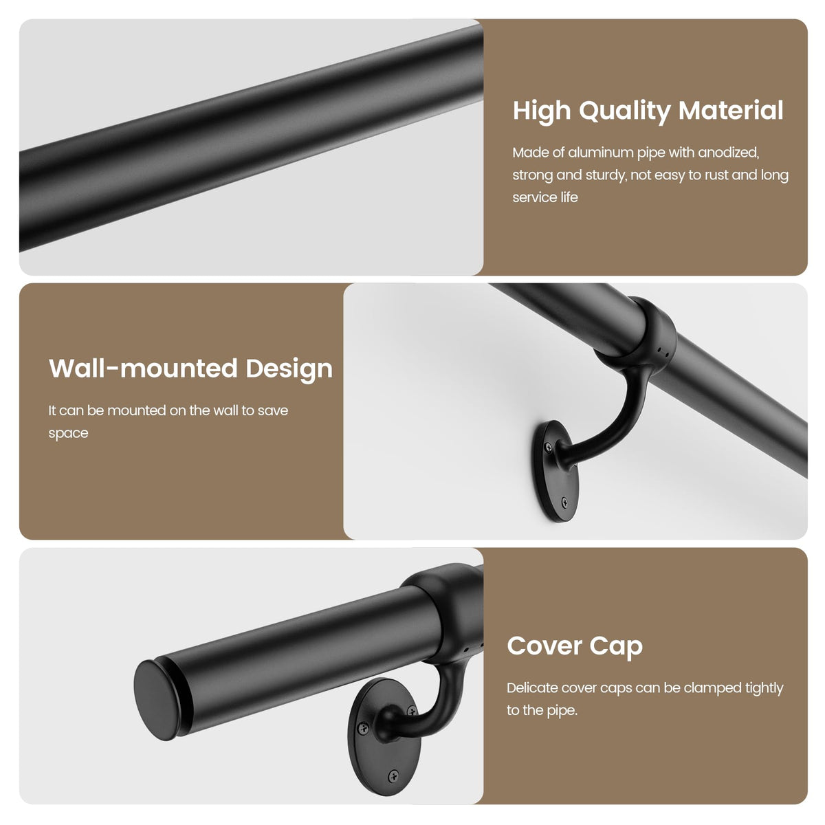 6 Feet Round Aluminum Stair Railing E50394