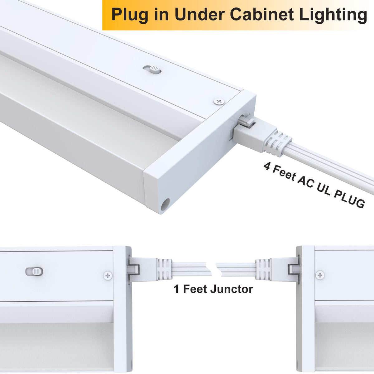 24 Inch LED Under Cabinet Lighting, 3 Color Temperatures, 1200LM Linkable E3291