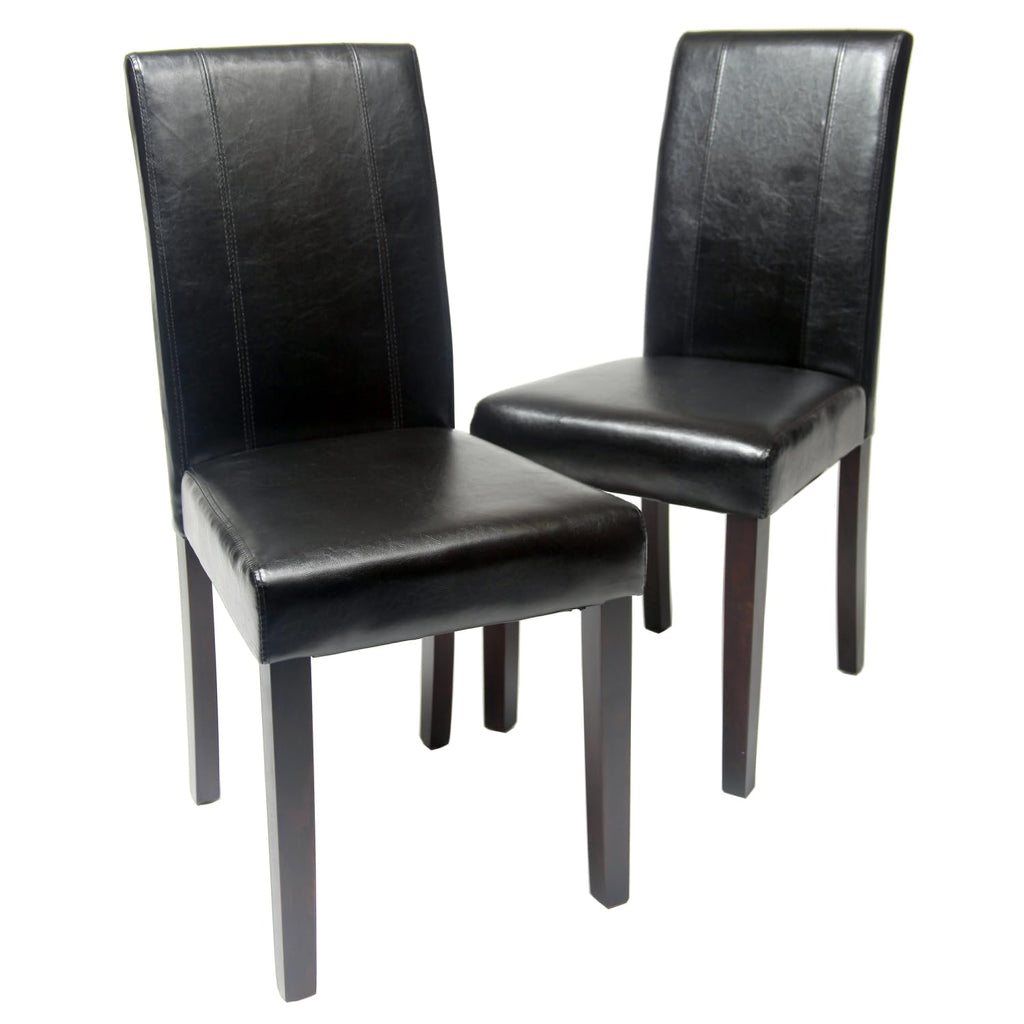 Black Faux Leather Parson Chair Set of 2 O46746