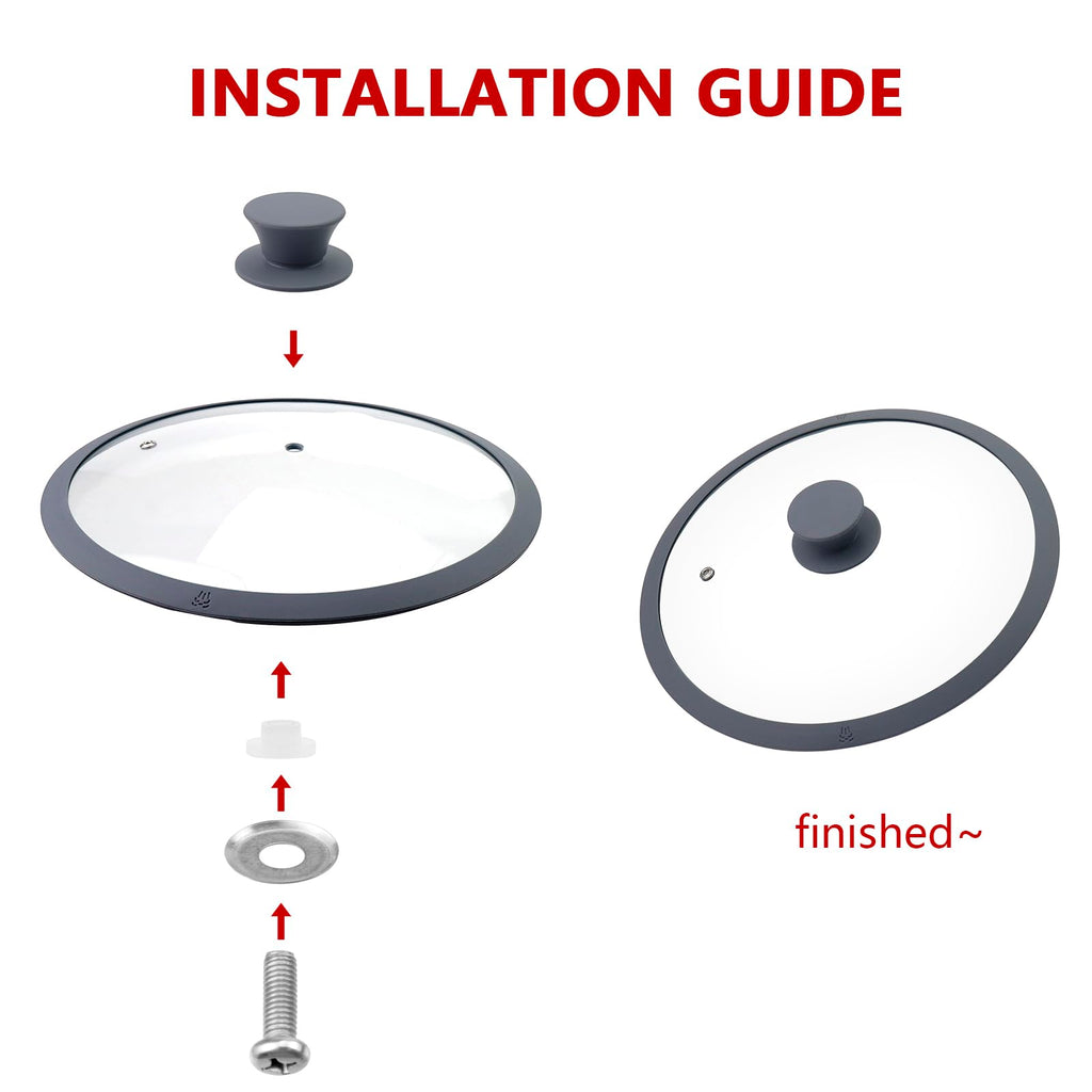 10.5" Round Tempered Glass Lid with Silicone Rim M4642