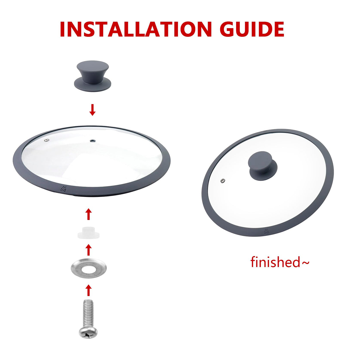 10.5" Round Tempered Glass Lid with Silicone Rim M4642