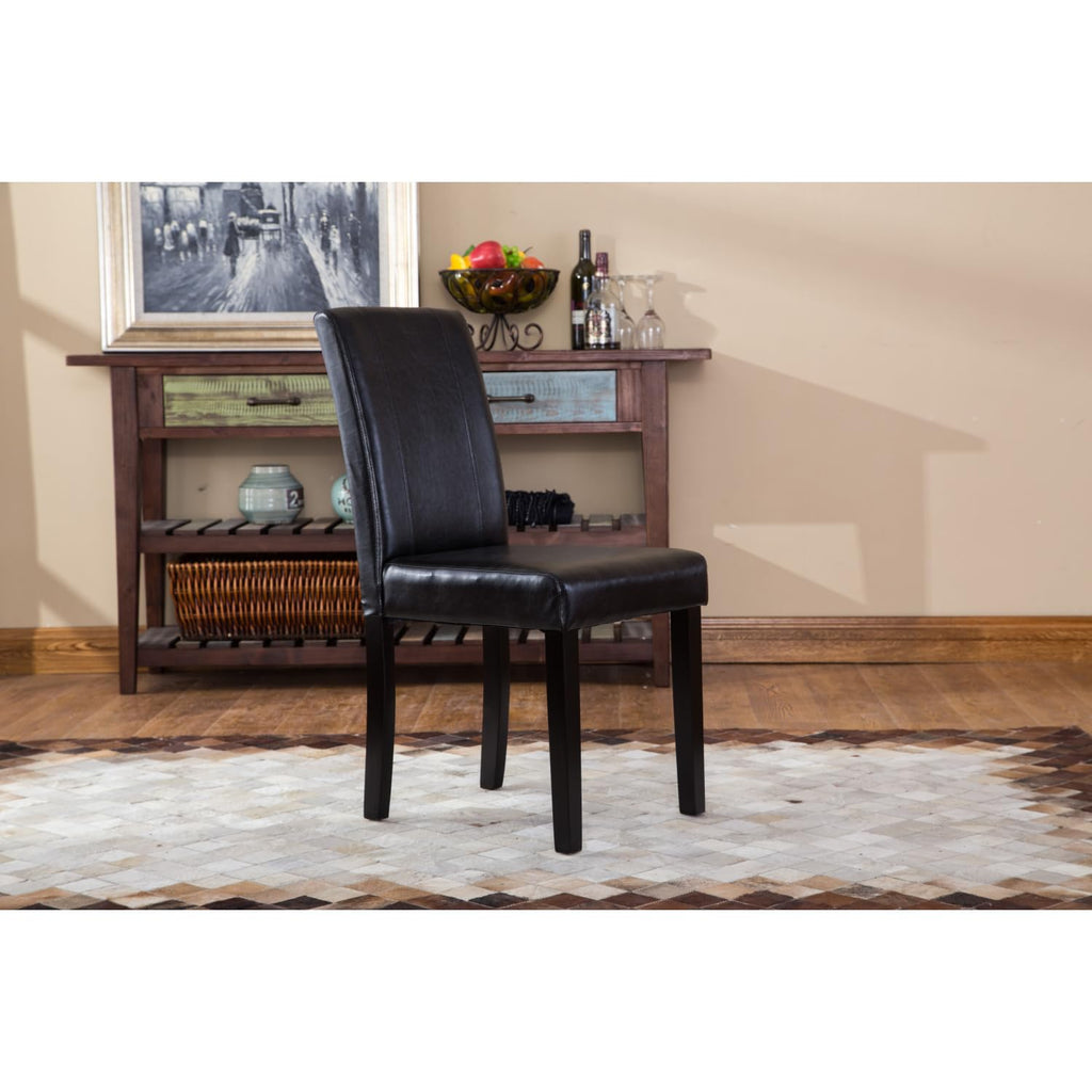 Black Faux Leather Parson Chair Set of 2 O46746