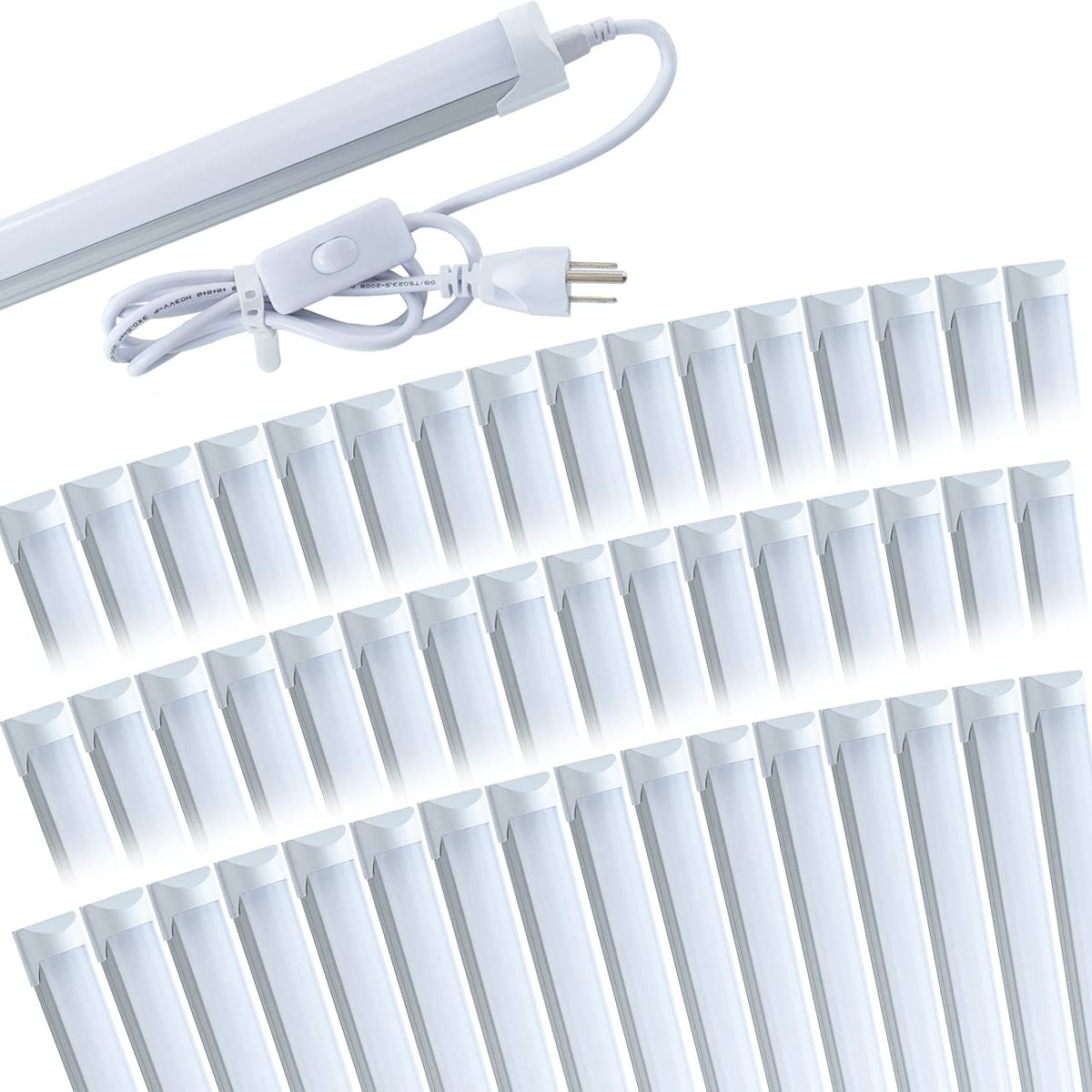 48 Pack 2FT 10W 6000K Linkable LED Shop Light with On/Off Switch V384