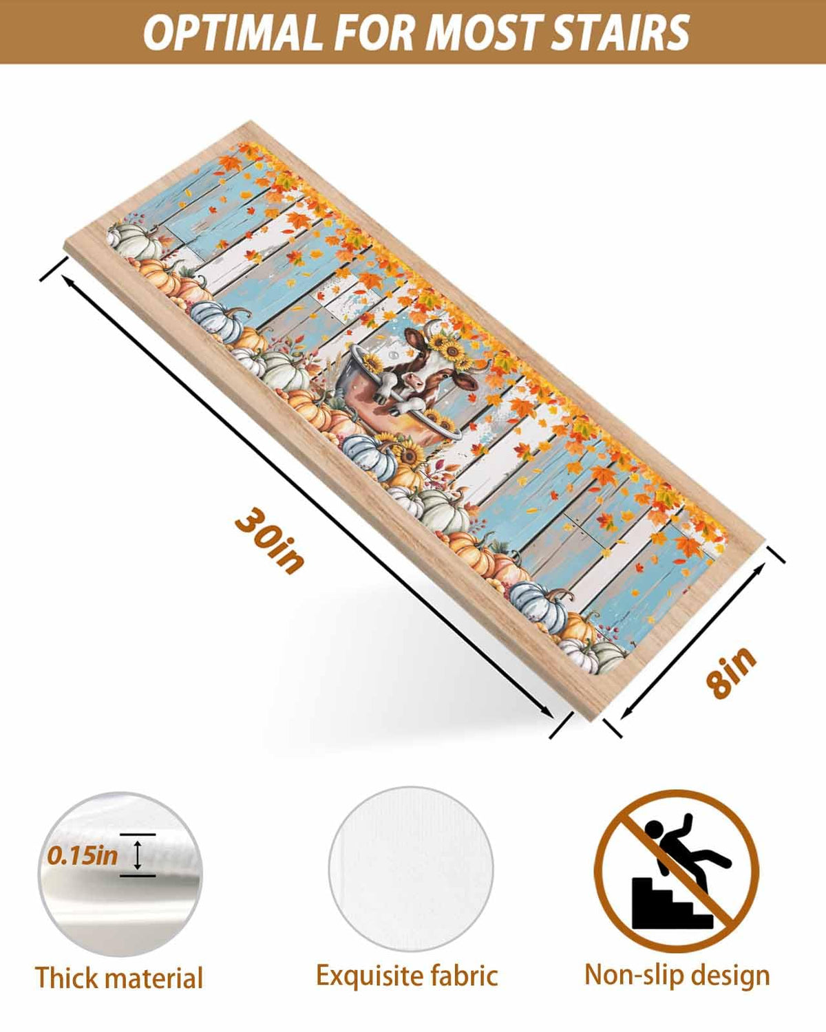 15 Pack Non Slip Carpet Stair Treads with Adhesive, 8x30 inch J98705