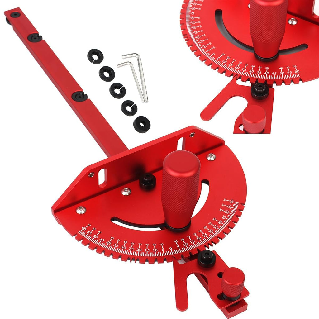 Aluminum Precision Miter Gauge with T-Track Fence and Flip Stop L521