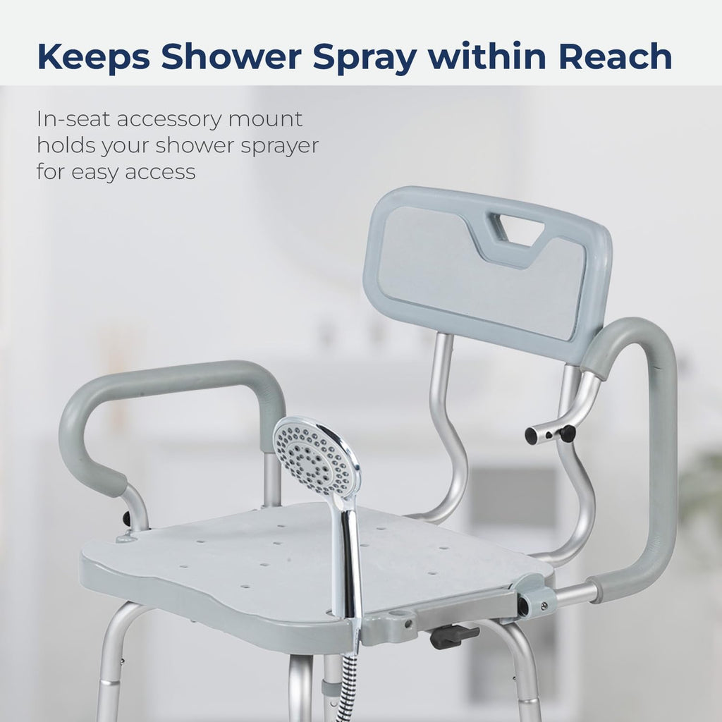Gray Swivel Shower Chair with Arms and Back R69207