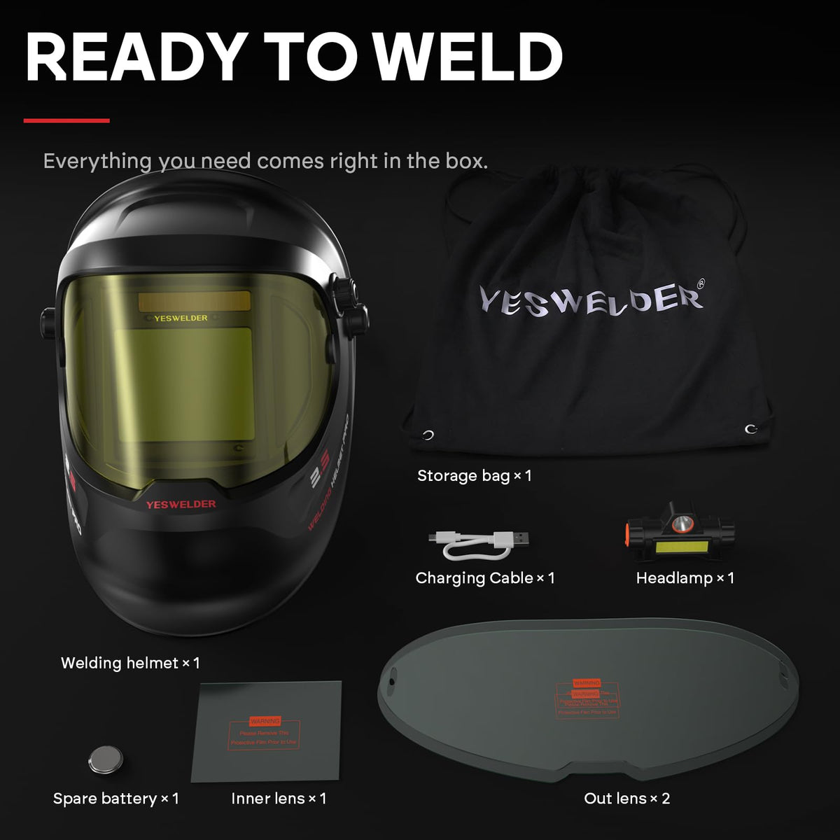 Auto Darkening Welding Helmet with LED X481