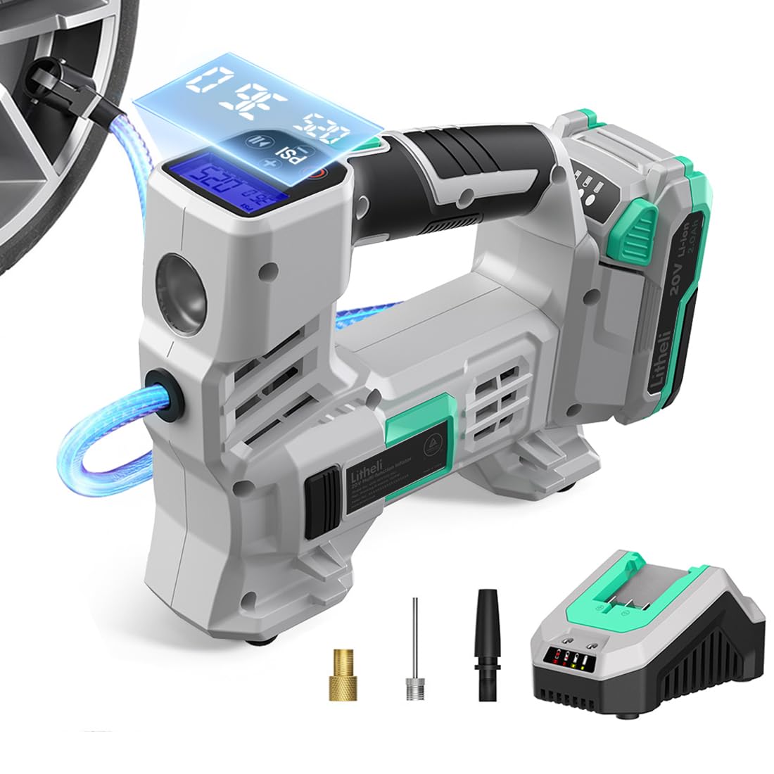 20V Cordless Tire Inflator Air Compressor with Digital Pressure Gauge T677313