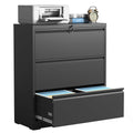 Black 3 Drawer Locking Metal File Cabinet P811493