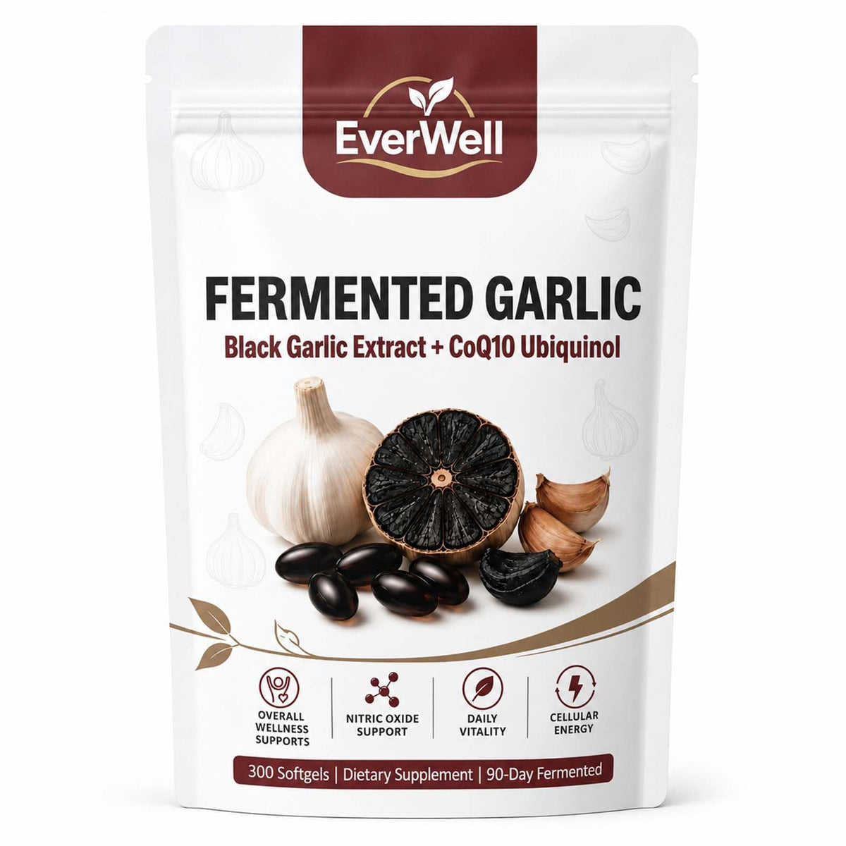 Black Fermented Black Garlic CoQ10 Ubiquinol Softgels P623376