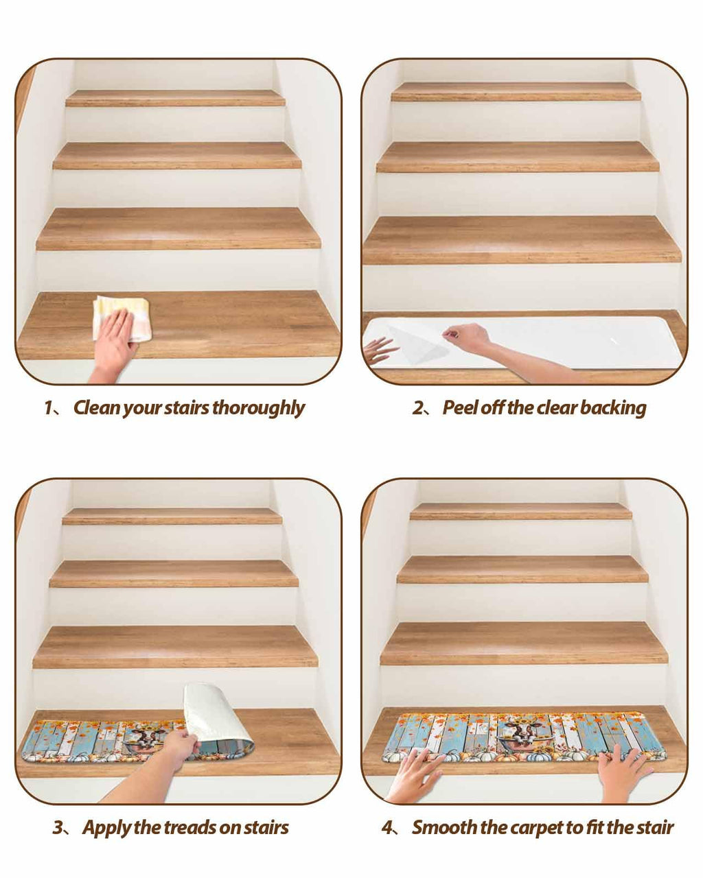 15 Pack Non Slip Carpet Stair Treads with Adhesive, 8x30 inch J98705