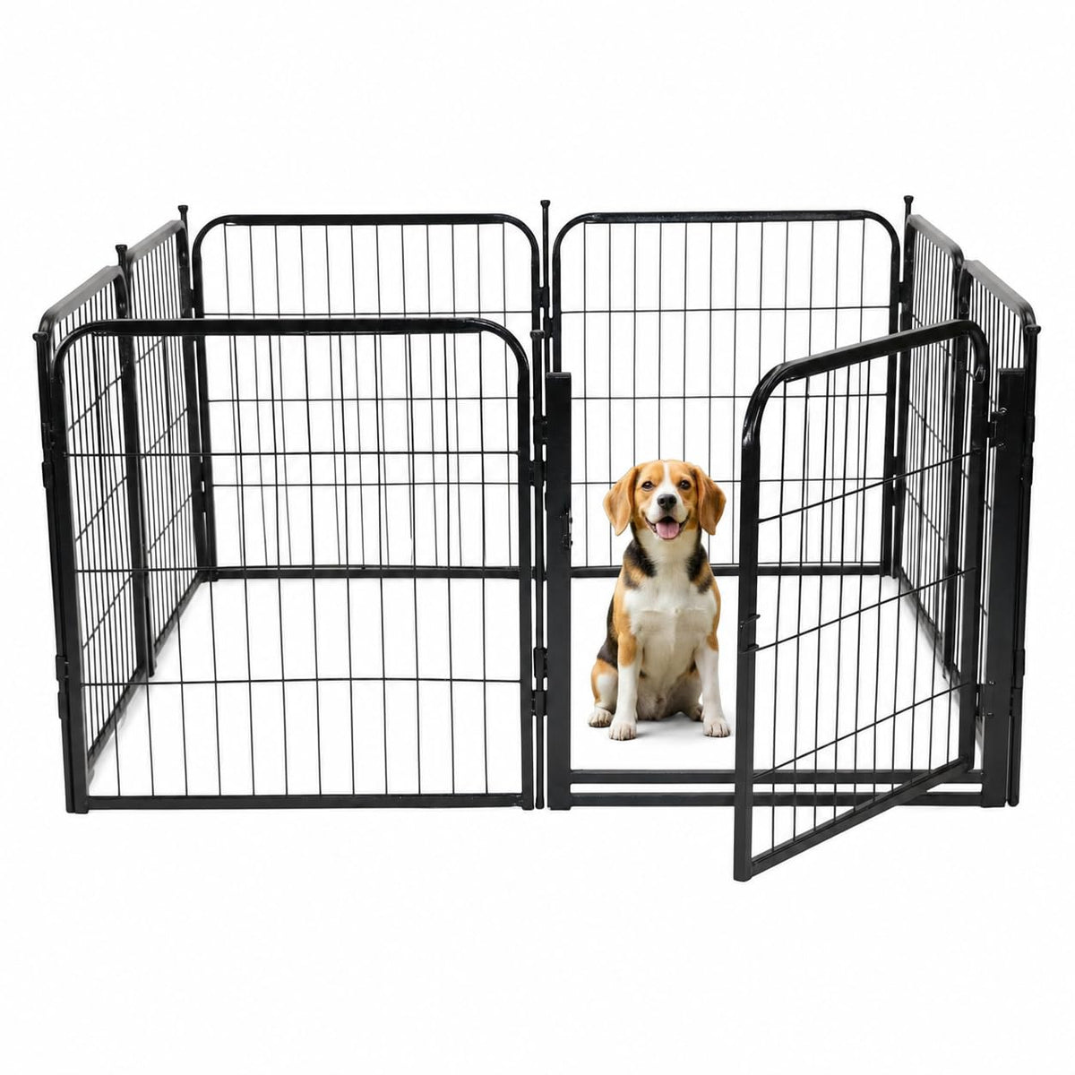24 inch 8 Panel Portable Black Metal Pet Playpen P592609