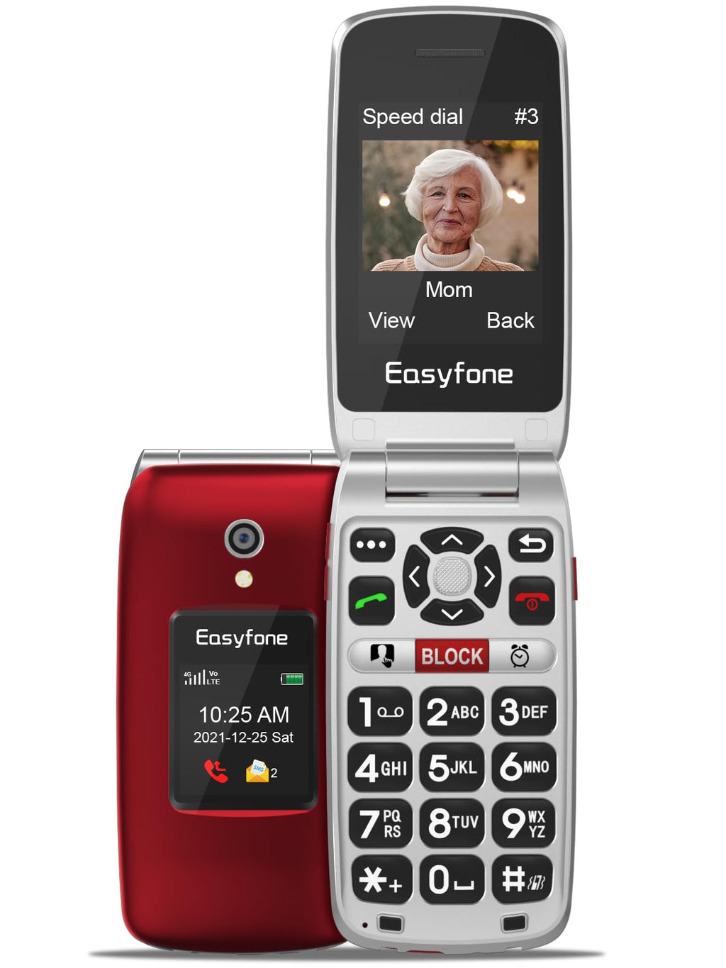 Unlocked 4G Big Button Flip Cell Phone with SOS Button & Charging Dock P302497