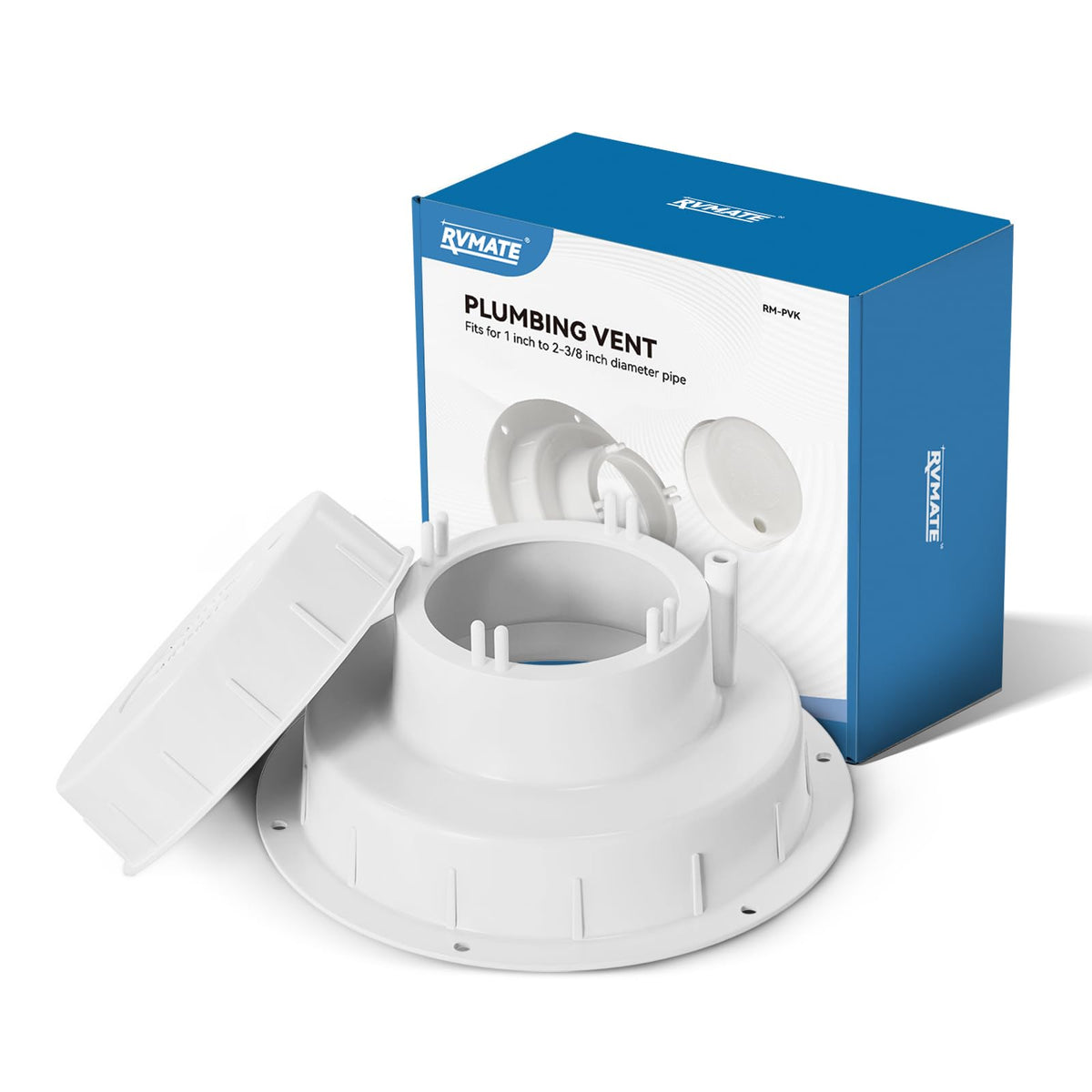 White RV Vent Cap for 1 to 2 3/8" Pipe Z14755