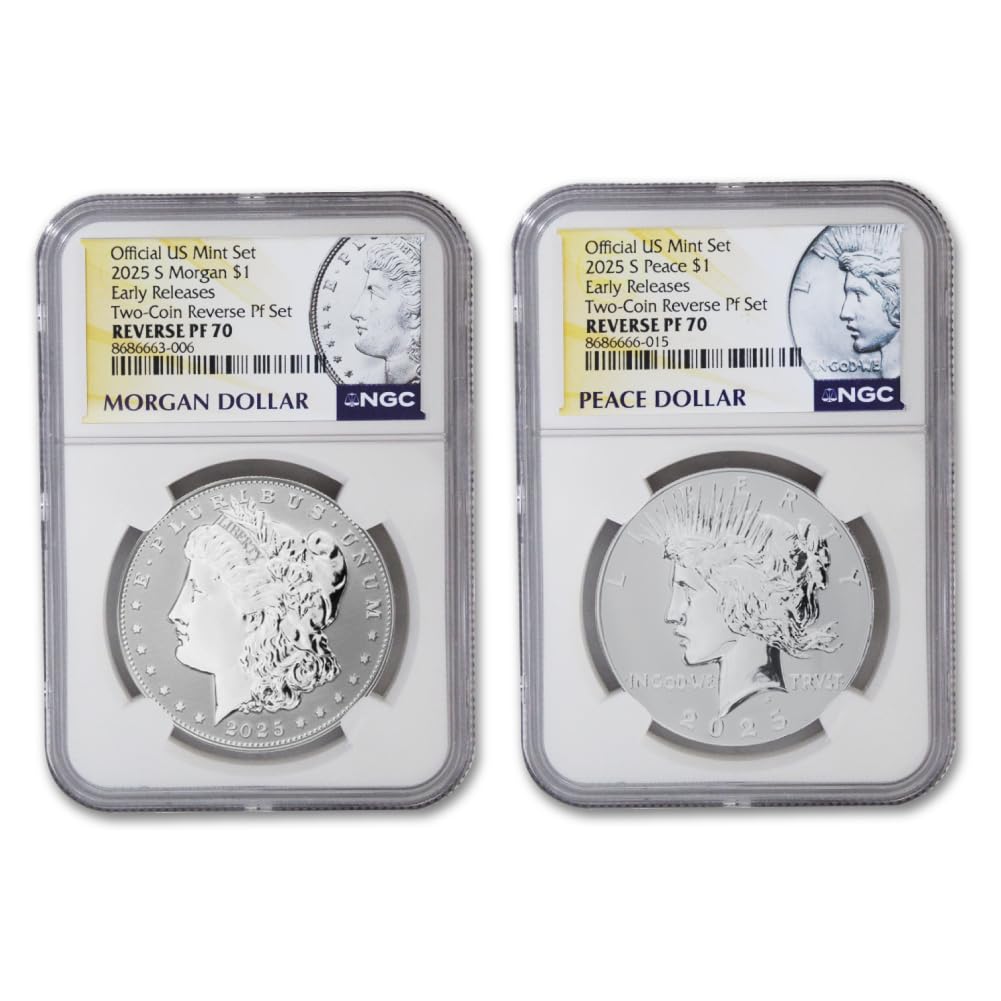 Set of 2 American Silver Morgan and Peace Dollar S4202